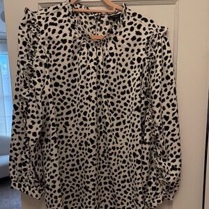 J. Crew Black and White Spotted Blouse